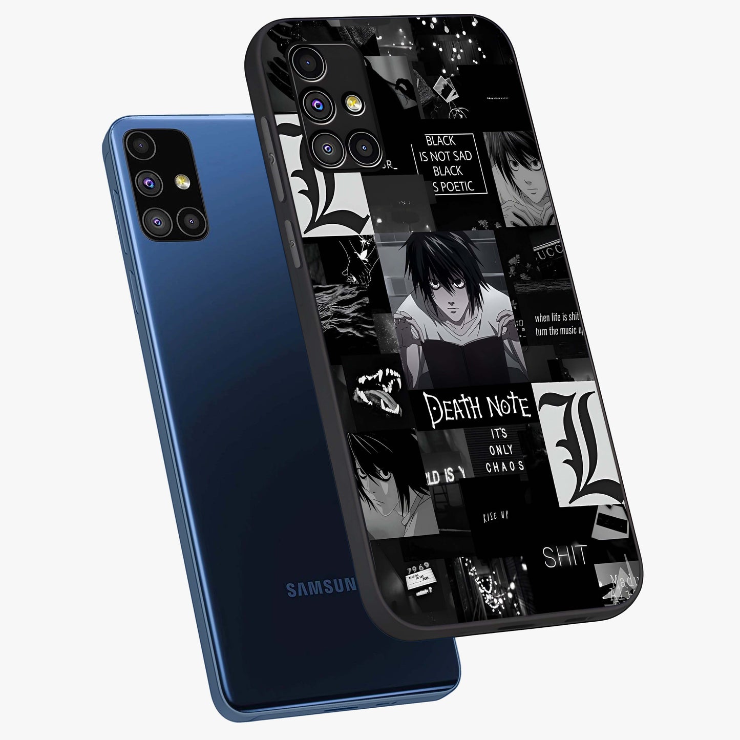 Midnight Chaos Mind Glass Case displayed in angled mockup highlighting chaotic artistic design with dramatic midnight aesthetic.