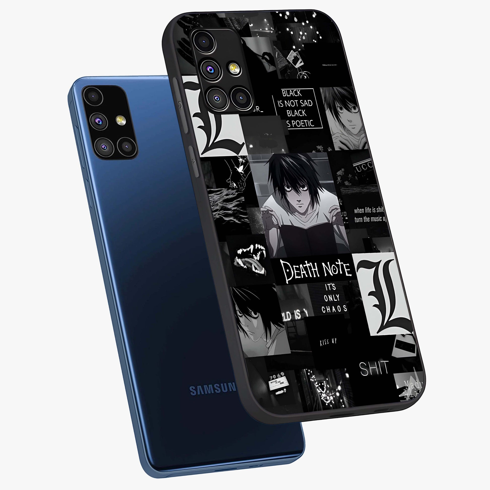 Midnight Chaos Mind Glass Case displayed in angled mockup highlighting chaotic artistic design with dramatic midnight aesthetic.
