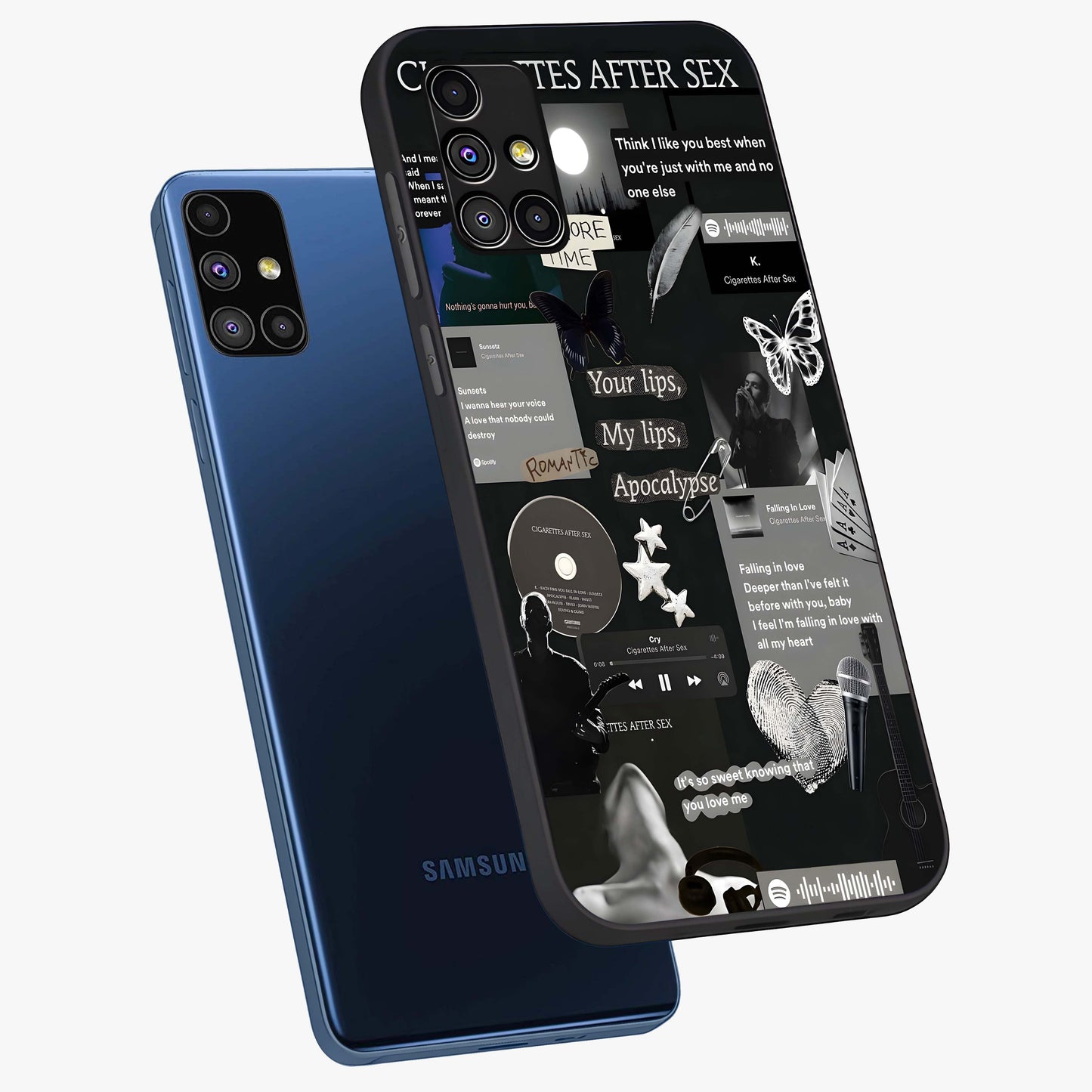 Midnight Love Echo Glass Case displayed in angled mockup highlighting elegant love inspired design with deep aesthetic style.
