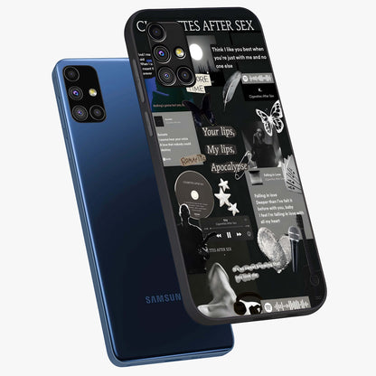 Midnight Love Echo Glass Case displayed in angled mockup highlighting elegant love inspired design with deep aesthetic style.