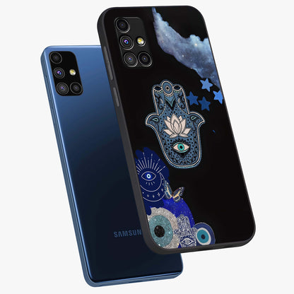 Mystic Hand Aura Glass Case displayed in angled mockup highlighting magical aura design with spiritual aesthetic style.
