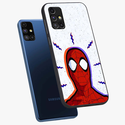 Omg Spiderman Glass Case displayed in angled mockup highlighting dynamic hero illustration with action comic aesthetic.