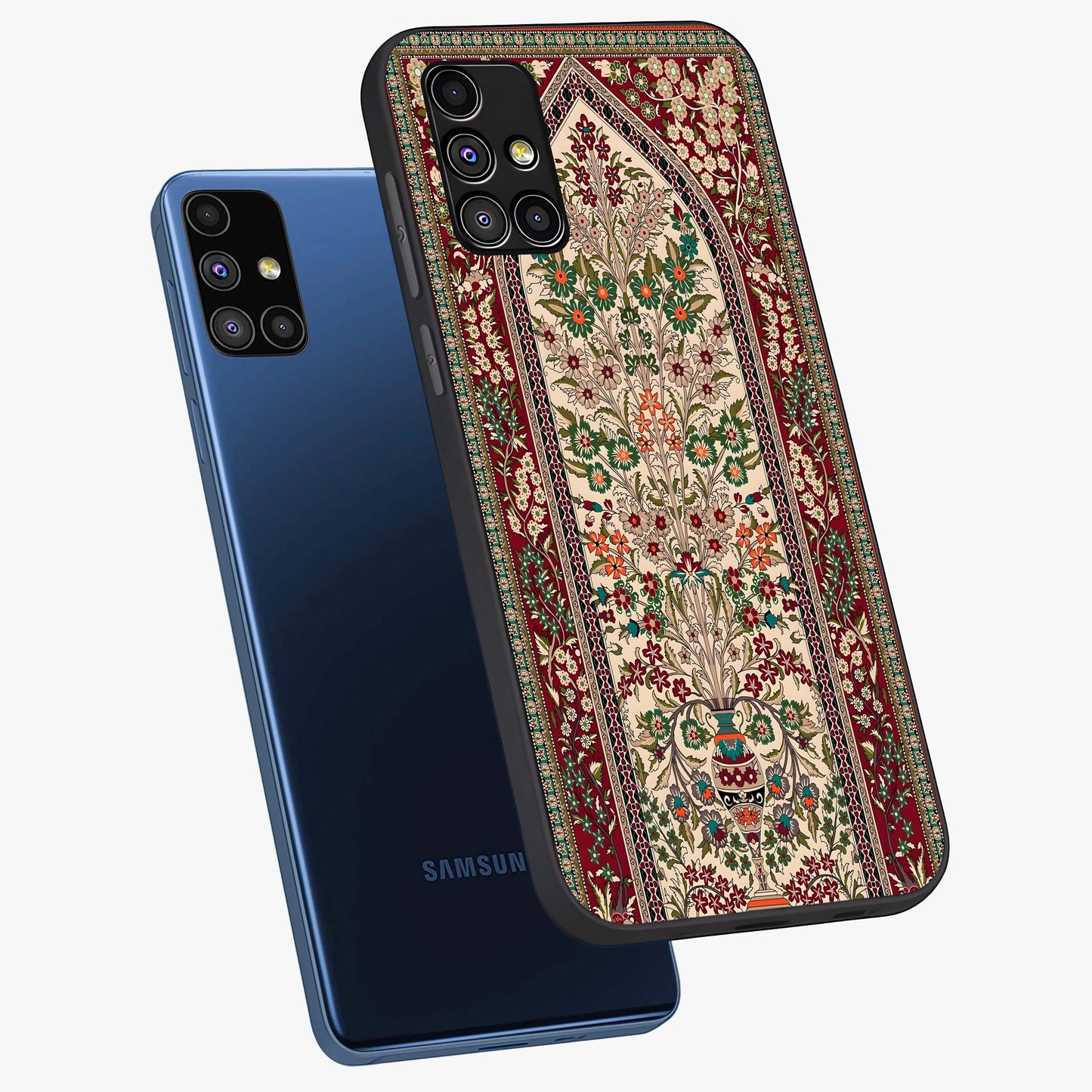 Persian Inspired Glass Case displayed in angled mockup highlighting intricate traditional design with elegant cultural aesthetic.