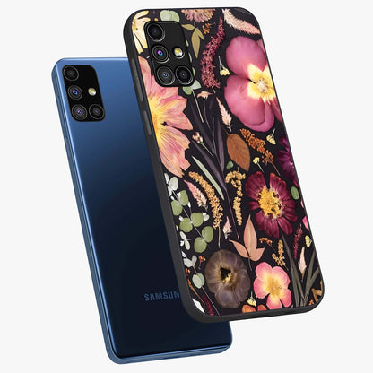Petal Dream Tapestry Glass Case displayed in angled mockup highlighting decorative petal pattern with elegant botanical aesthetic.