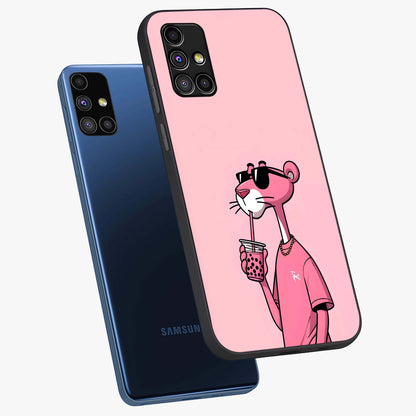 Pink Panther Glass Case displayed in angled mockup highlighting playful cartoon character design with vibrant pink aesthetic.