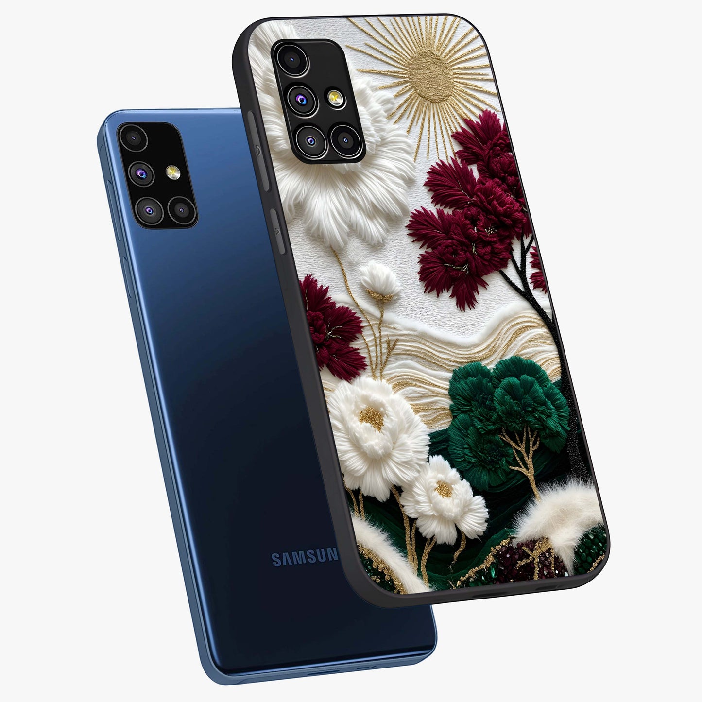 Radiant Bloom Elegance Glass Case displayed in angled mockup highlighting graceful floral design with radiant aesthetic style.