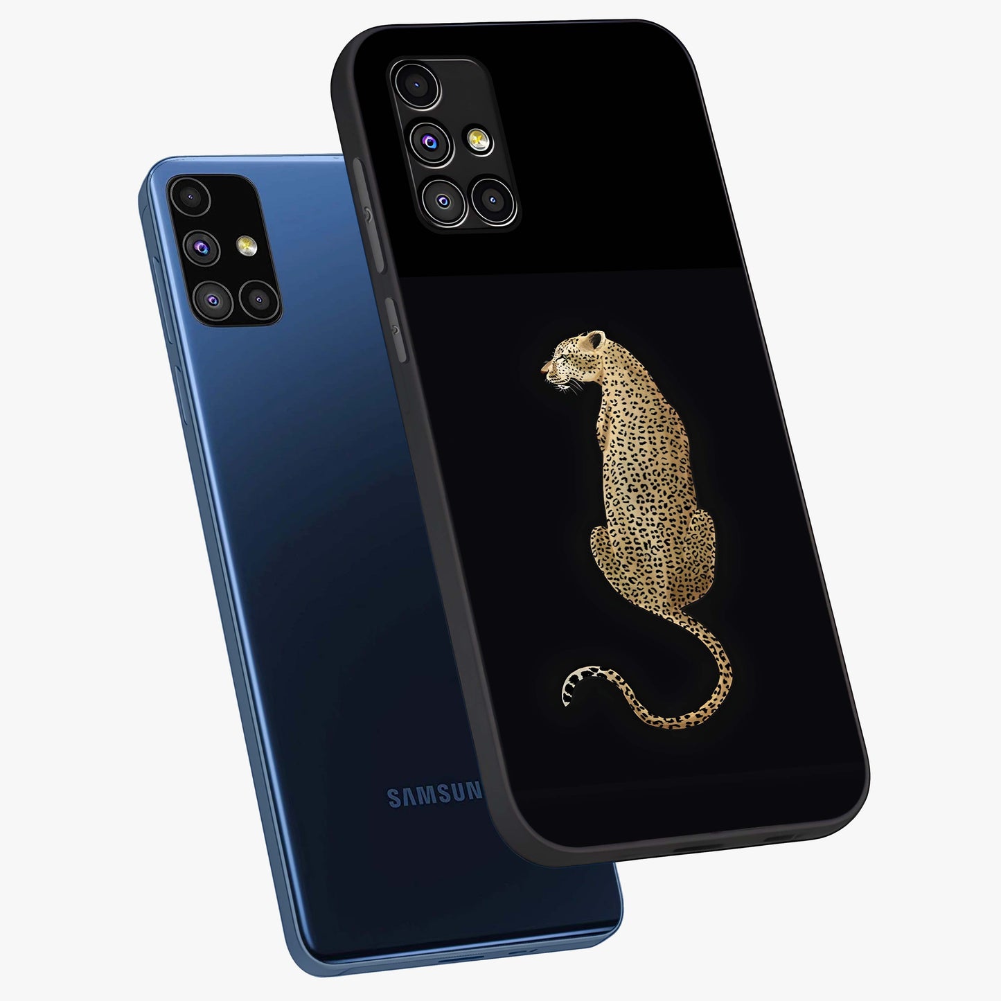 Regal Leopard Glass Case displayed in angled mockup highlighting powerful animal illustration with stylish wild aesthetic.