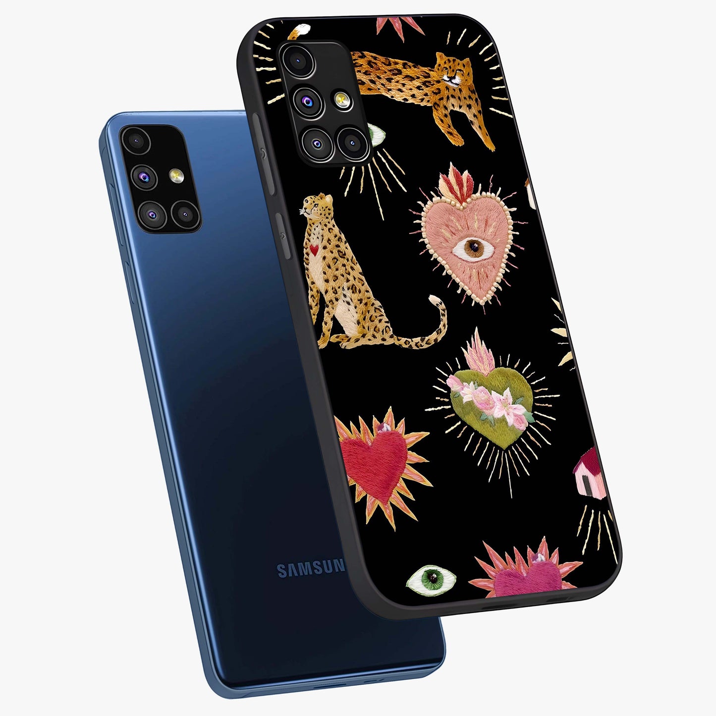 Sacred Jungle Heart Glass Case displayed in angled mockup highlighting lush tropical design with natural aesthetic style.