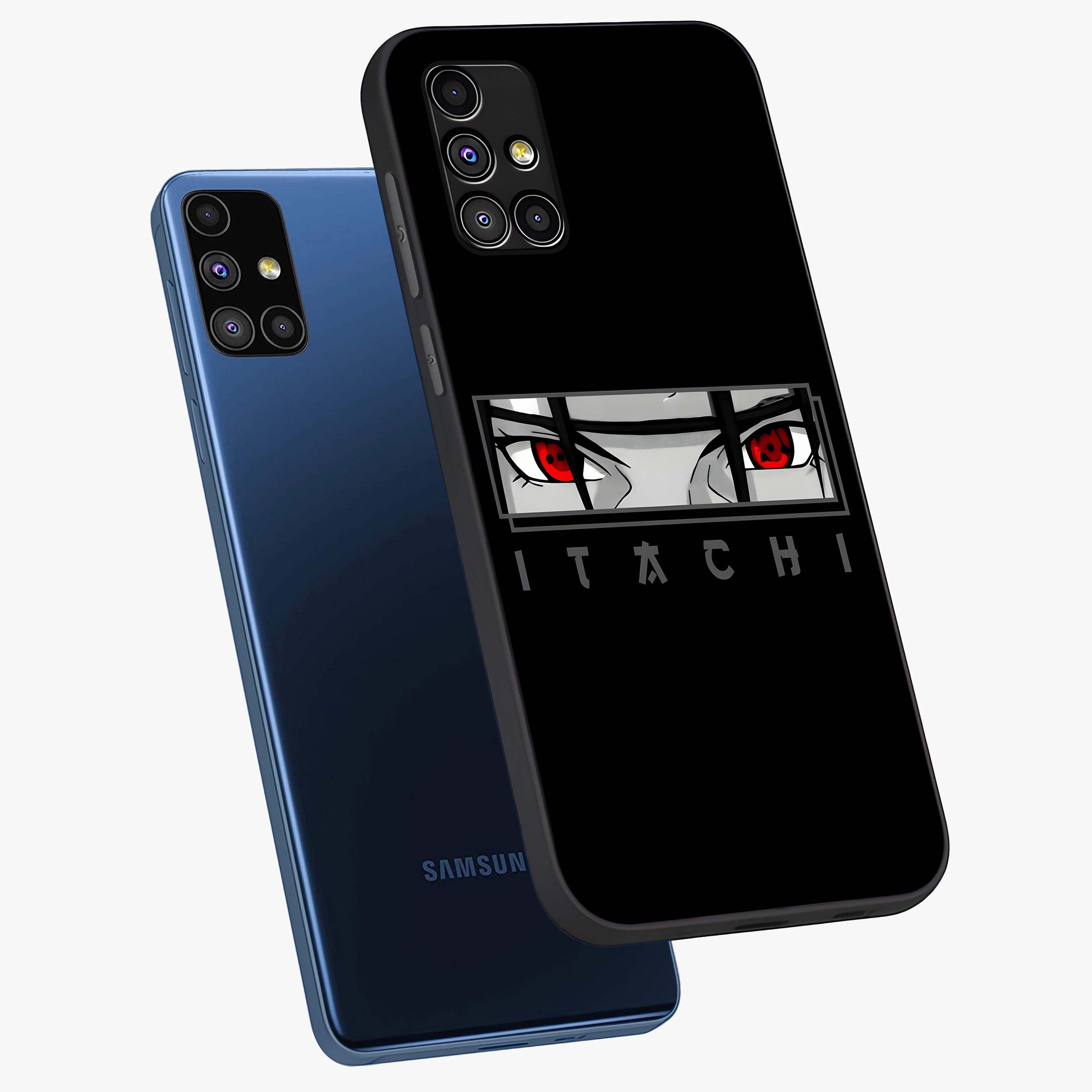 Scarlet Gaze Dominance Glass Case displayed in angled mockup highlighting intense visual design with bold scarlet aesthetic.