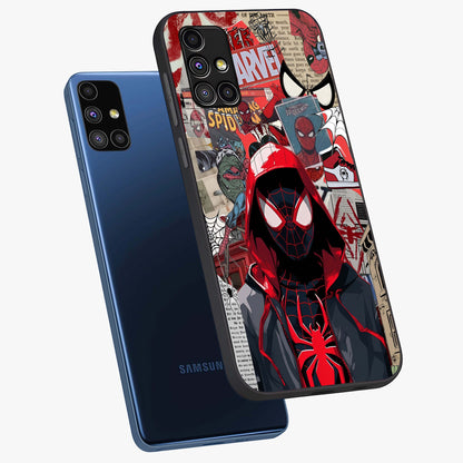 Spider Collage Street Glass Case displayed in angled mockup highlighting dynamic street style collage design with comic aesthetic.