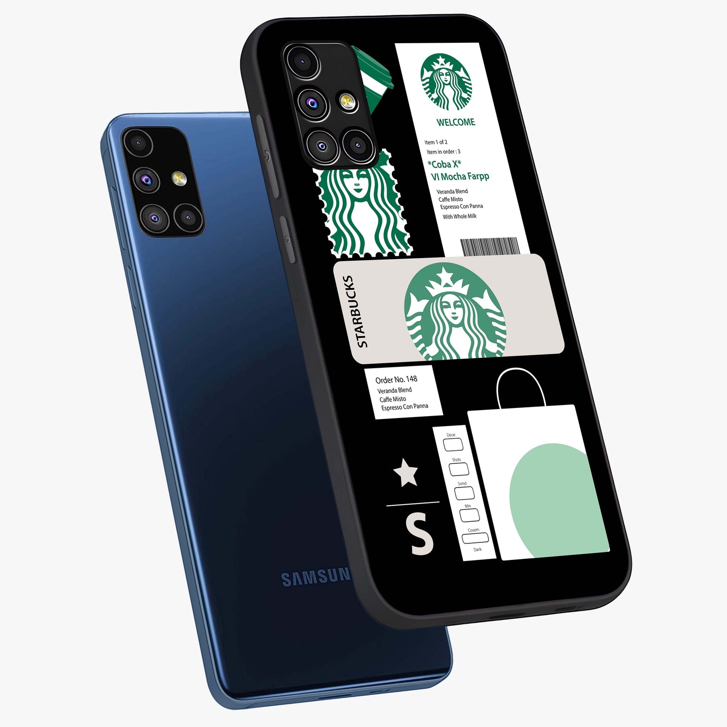 Starbucks Mocha Glass Case displayed in angled mockup highlighting stylish mocha themed design with cozy café aesthetic.