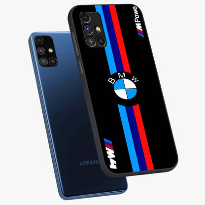 Turbo BMW Beast Glass Case displayed in angled mockup highlighting sleek racing car design with bold automotive aesthetic.