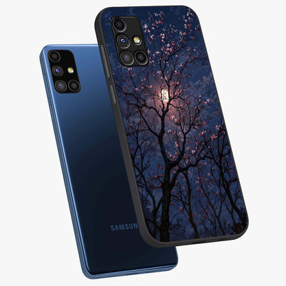 Twilight Sakura Serenade Glass Case displayed in angled mockup highlighting delicate sakura flower design with dreamy aesthetic.