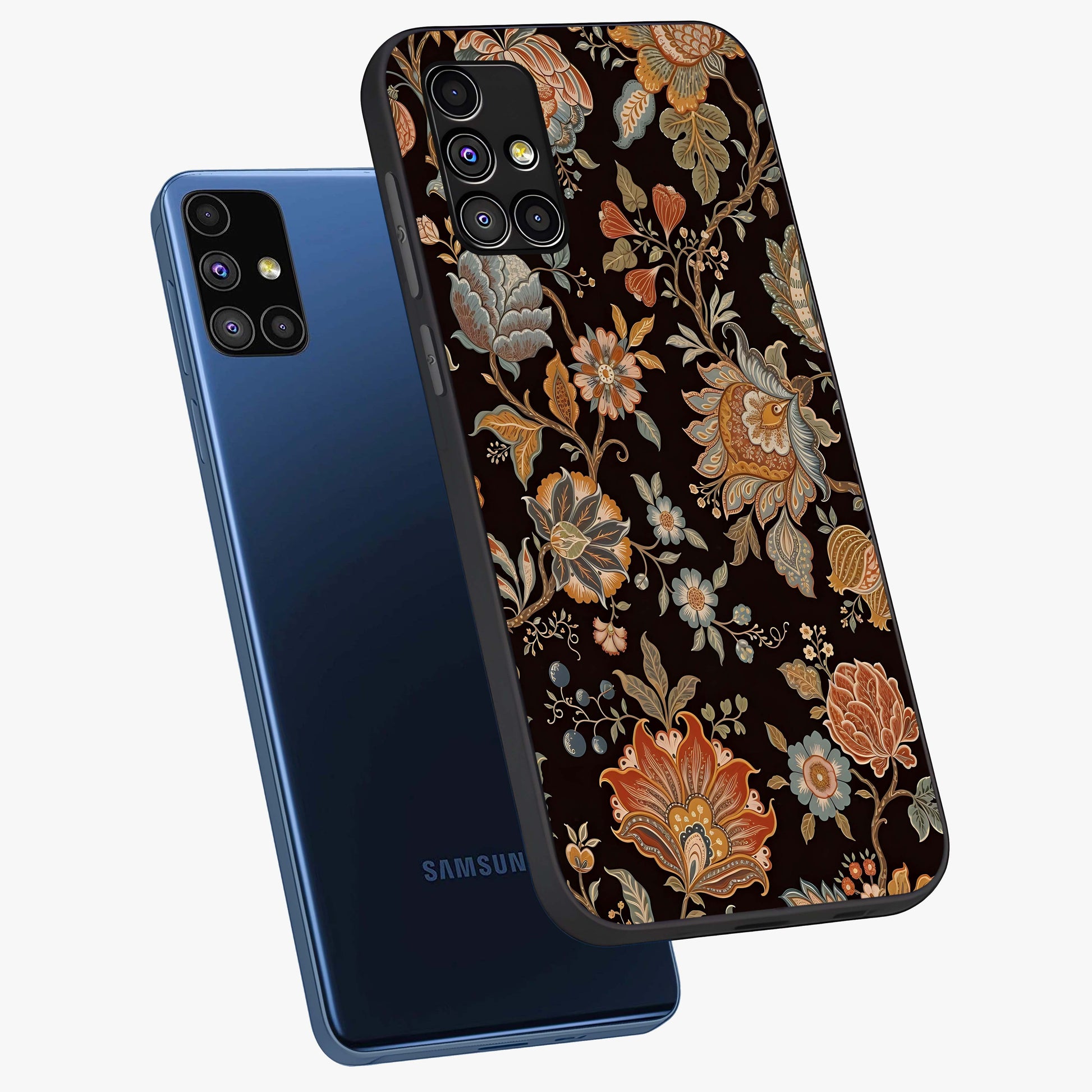 Vintage Floral Dream Glass Case displayed in angled mockup highlighting elegant vintage flower design with soft aesthetic style.