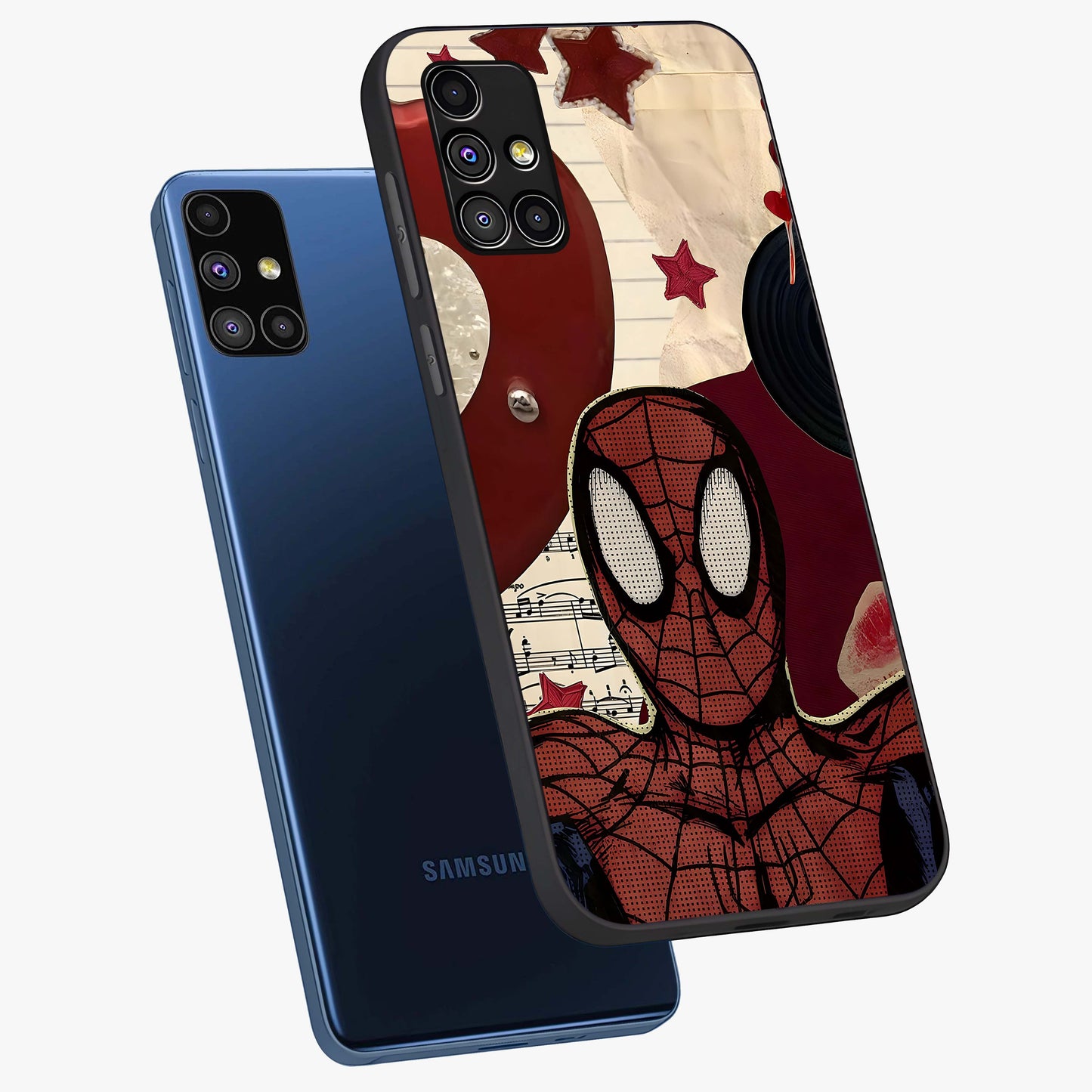 Web Warrior Vibes Glass Case displayed in angled mockup highlighting dynamic web design with comic style aesthetic.
