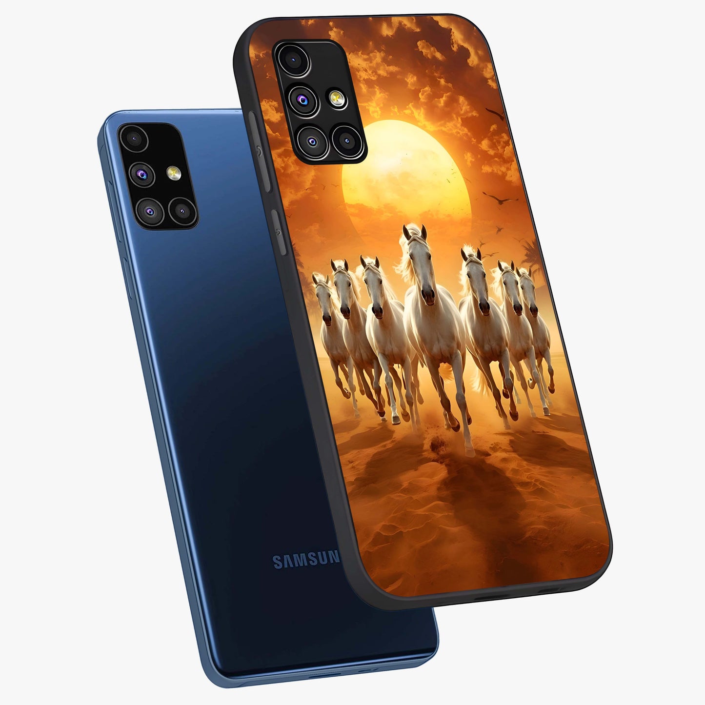Wild Sunset Majesty Glass Case displayed in angled mockup highlighting vibrant sunset sky design with scenic aesthetic.