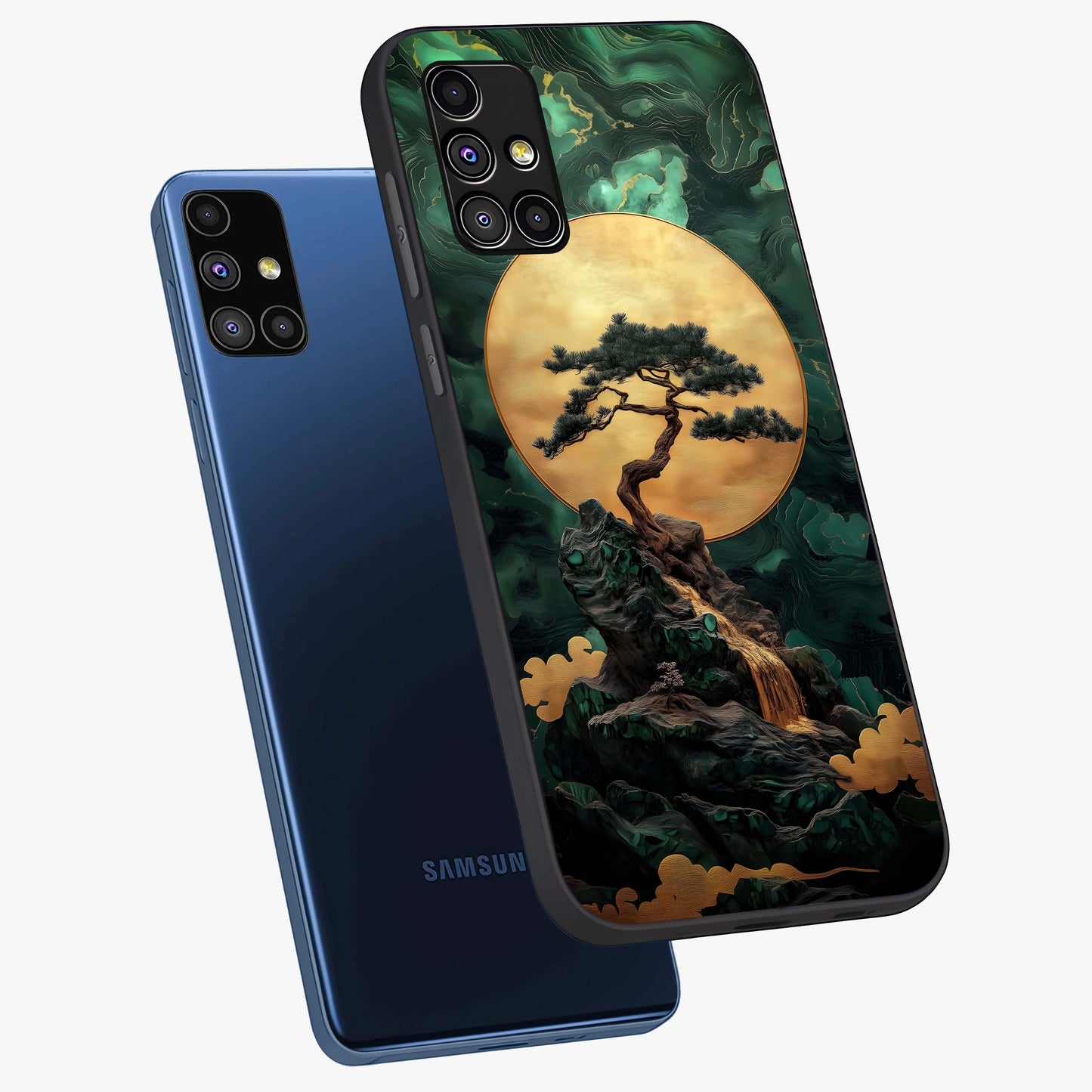 Zen Moon Rise Glass Case displayed in angled mockup highlighting peaceful lunar design with zen aesthetic style.