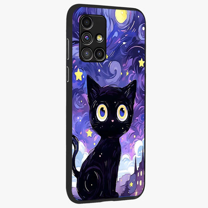 Abstract Cat Art Glass Case upright view showcasing creative feline illustration and aesthetic artistic style.