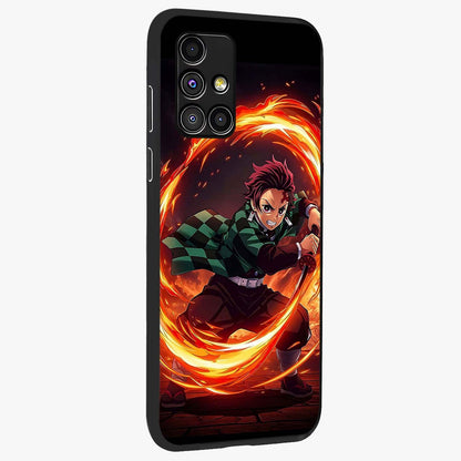 Blazing Sword Resolve Glass Case upright view showcasing dramatic warrior inspired artwork with intense visual style.
