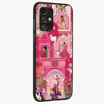 Blossoms of Rajasthan Glass Case upright view showcasing colorful floral design inspired by traditional Indian art.