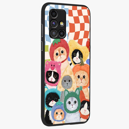 Cats in Fruits Glass Case upright view showcasing charming cat artwork with fun fruity theme.