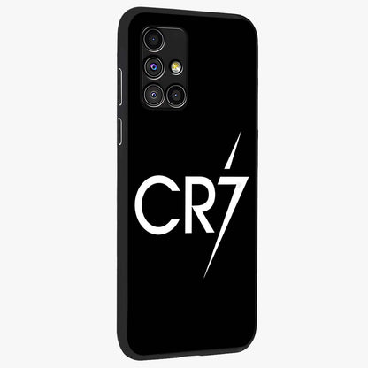Cr7 Elite Strike Glass Case upright view showcasing energetic football inspired design with modern sports aesthetic.