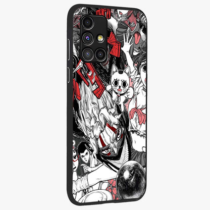 Crimson Chaos Panel Glass Case upright view showcasing intense crimson artwork with dramatic aesthetic style.