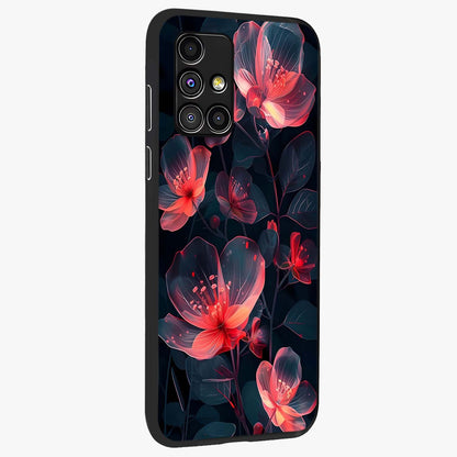 Dark Shade of Flower Glass Case upright view showcasing delicate flower artwork with rich dark floral theme.