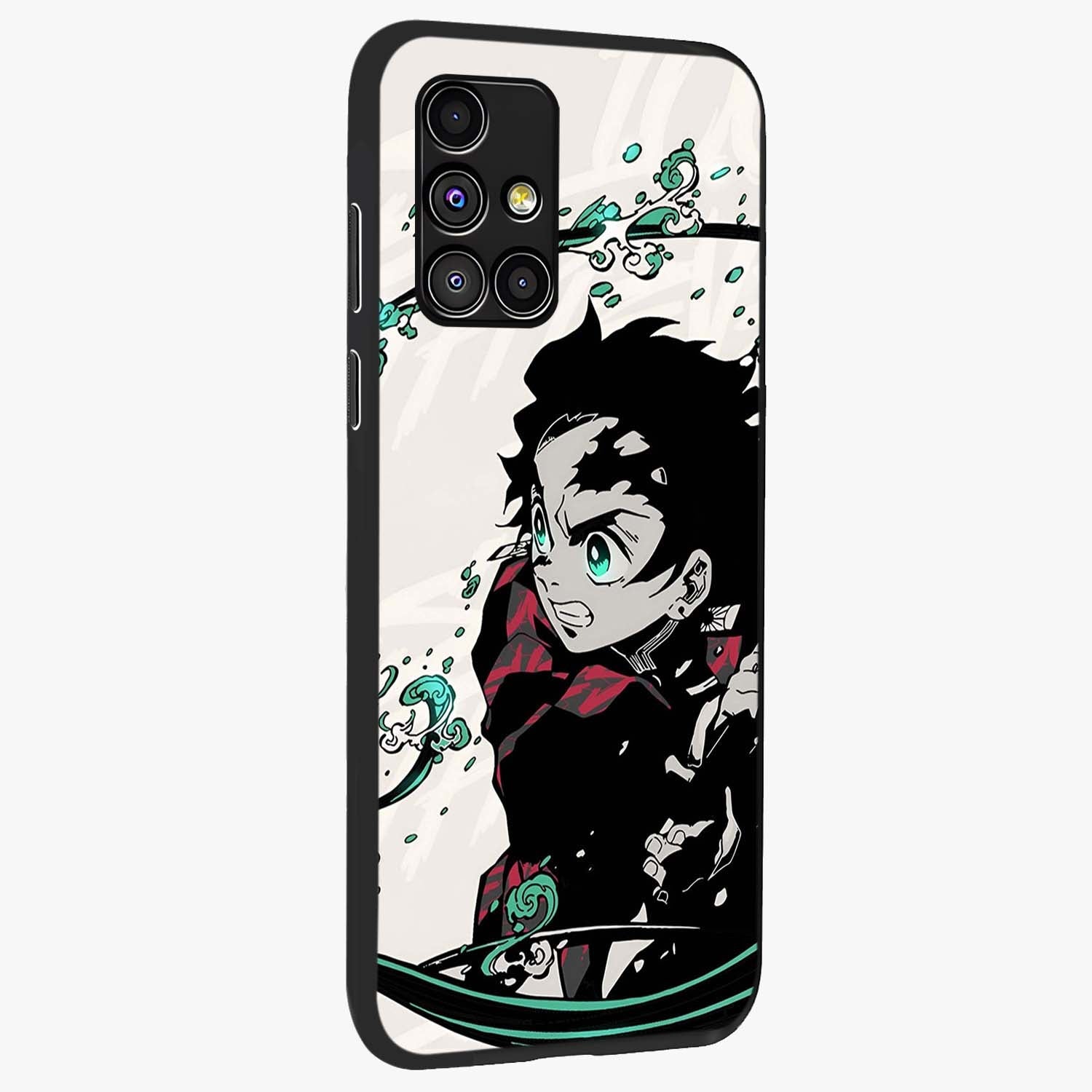 Demon Slayer Glass Case upright view showcasing powerful anime artwork with intense warrior theme.