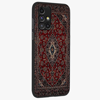 Heritage Carpet Royale Glass Case upright view showcasing detailed ornamental artwork with luxurious traditional theme.