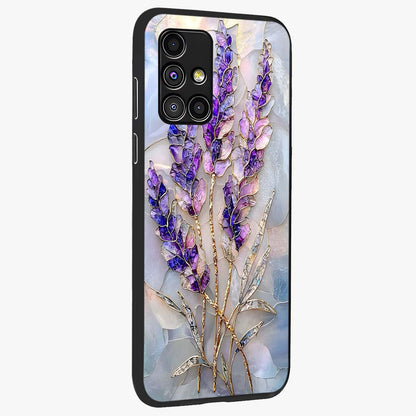 Lavender Dream Glow Glass Case upright view showcasing radiant lavender glow artwork with calming dreamy theme.