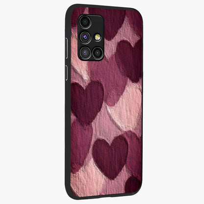 Layered Paper Hearts Glass Case upright view showcasing decorative layered heart artwork with sweet love theme.