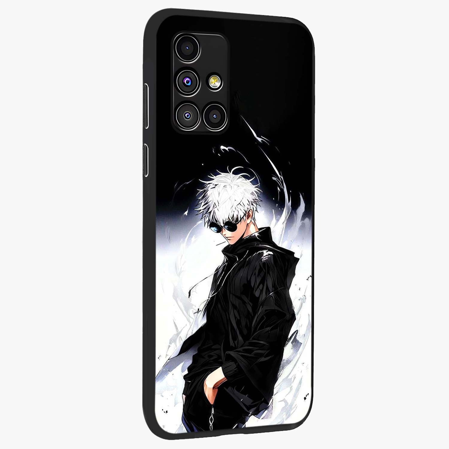 Limitless Shadow King Glass Case upright view showcasing bold shadow warrior artwork with epic fantasy theme.