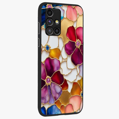 Marble Flower Pattern Glass Case upright view showcasing decorative marble flower artwork with refined style.