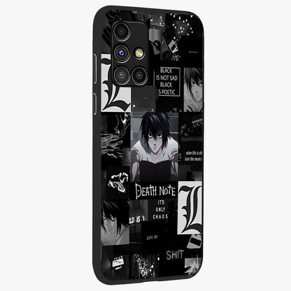 Midnight Chaos Mind Glass Case upright view showcasing expressive abstract artwork with bold dark theme.