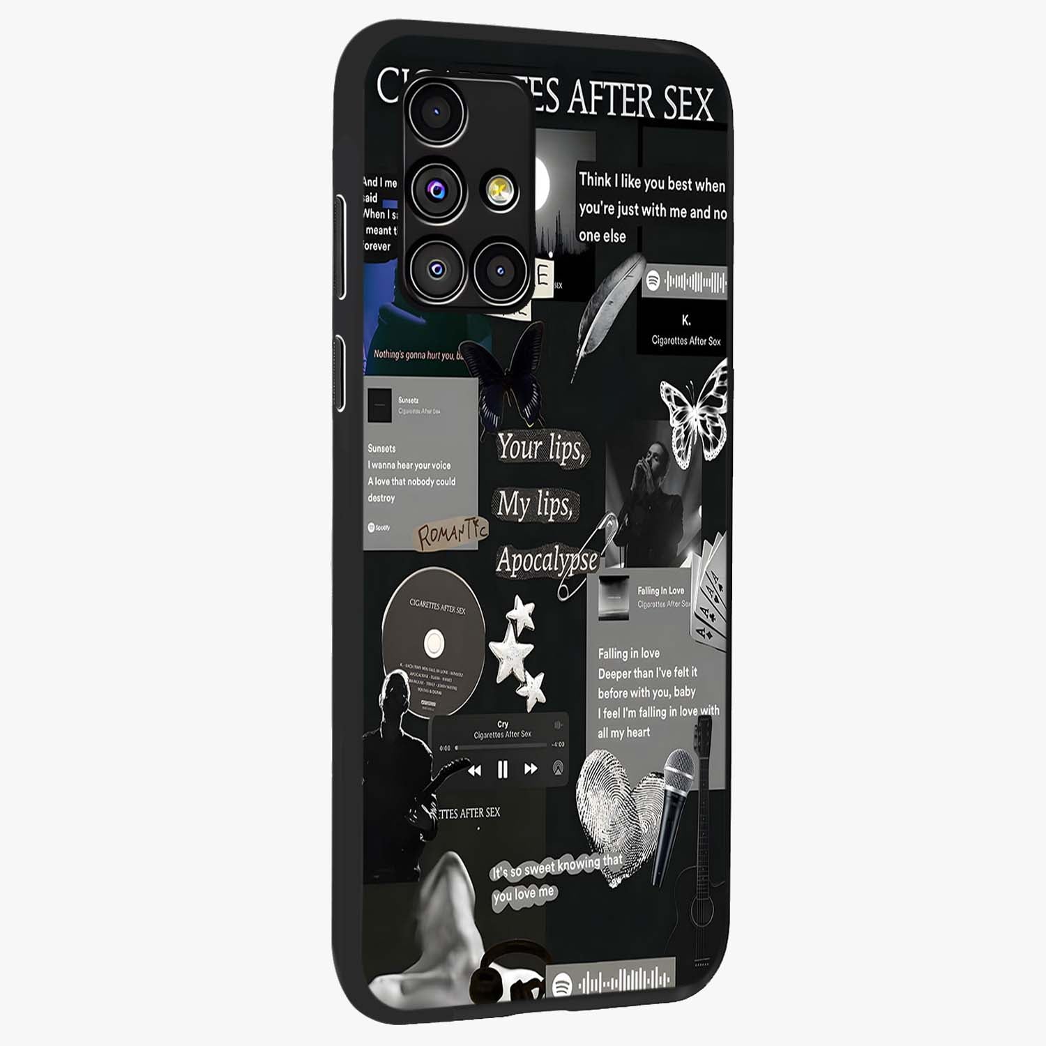 Midnight Love Echo Glass Case upright view showcasing expressive romantic artwork with dreamy midnight theme.