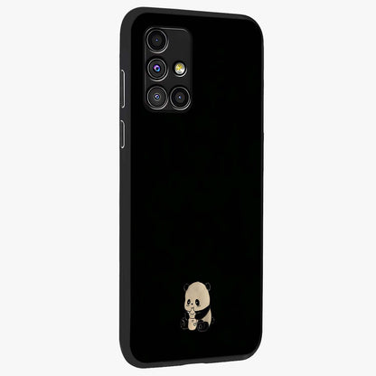 Midnight Panda Love Glass Case upright view showcasing charming panda artwork with playful romantic theme.