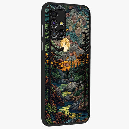 Moonlight Forest Dream Glass Case upright view showcasing magical forest artwork with calm night theme.