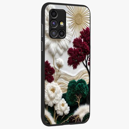Radiant Bloom Elegance Glass Case upright view showcasing decorative flower artwork with refined botanical theme.