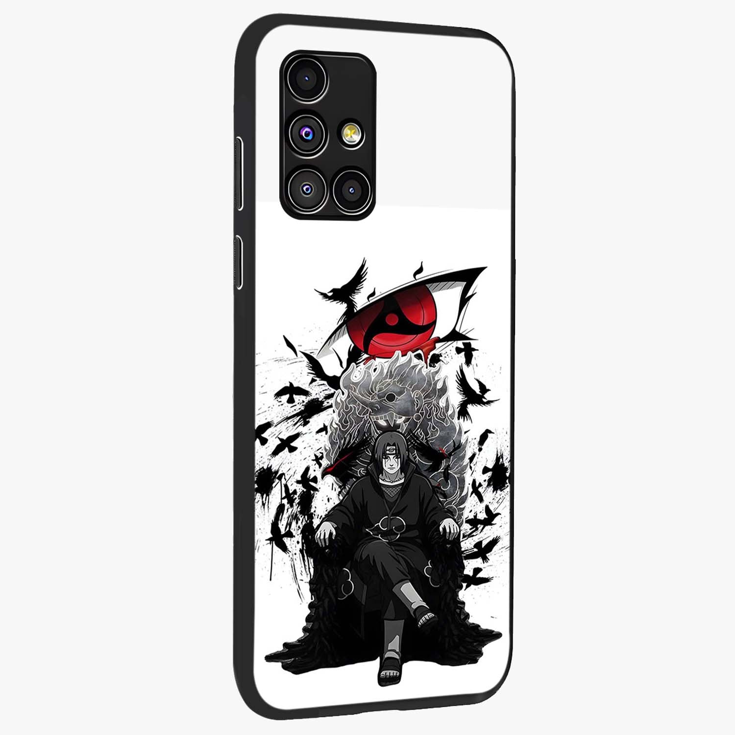 Uchiha Shadow Throne Glass Case upright view showcasing magical underwater galaxy artwork with vibrant cosmic theme.