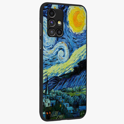 Van Gogh Art Glass Case upright view showcasing expressive painting style artwork with timeless artistic theme.