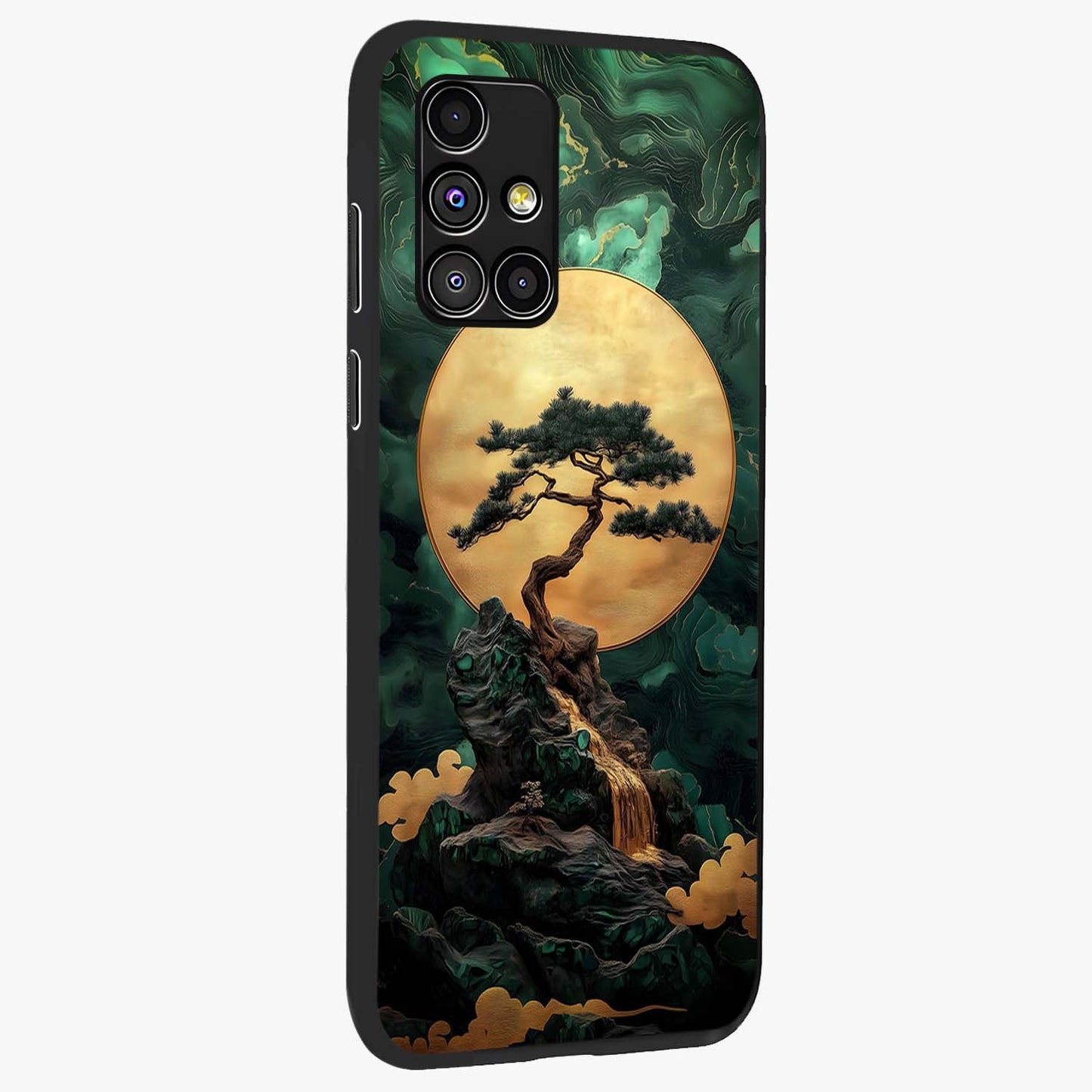 Zen Moon Rise Glass Case upright view showcasing serene moon artwork with tranquil night theme.