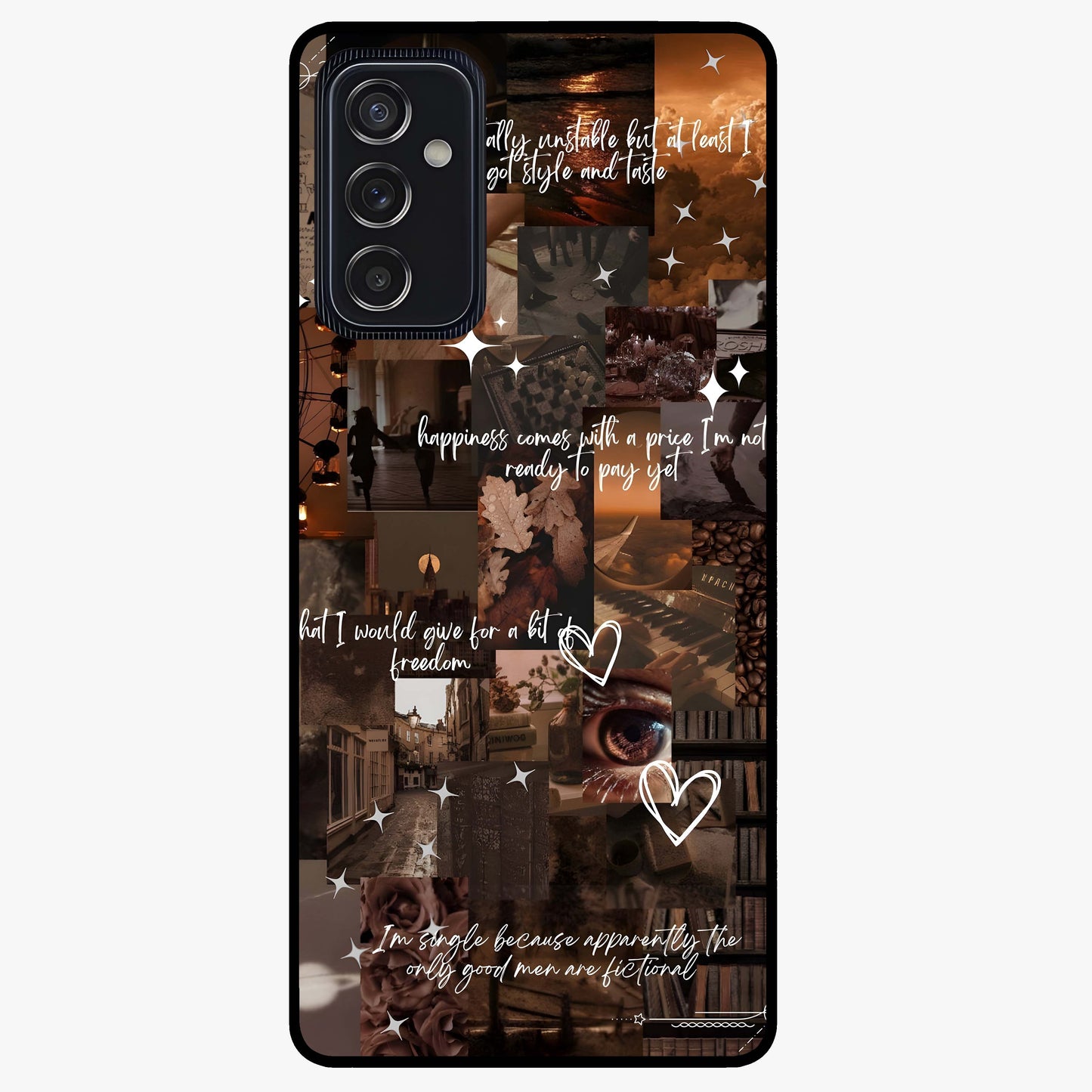 Bittersweet Aesthetic Chaos Glass Case showing flat back view with artistic chaotic aesthetic design and glossy glass finish.