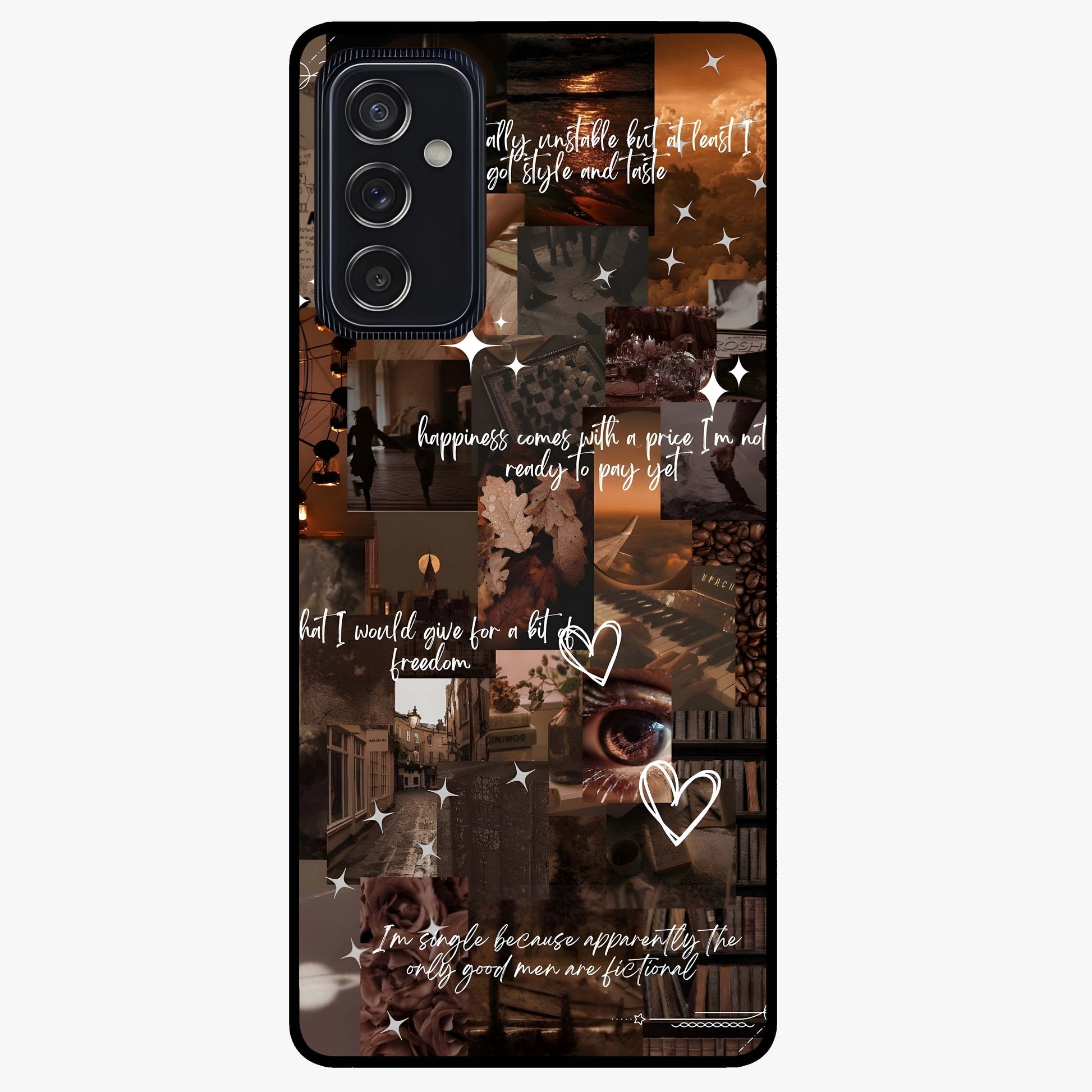 Bittersweet Aesthetic Chaos Glass Case showing flat back view with artistic chaotic aesthetic design and glossy glass finish.