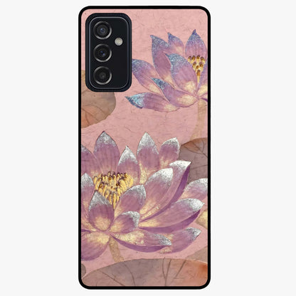Blossom Mist Lotus Glass Case showing flat back view with serene lotus blossom artwork and glossy glass finish.