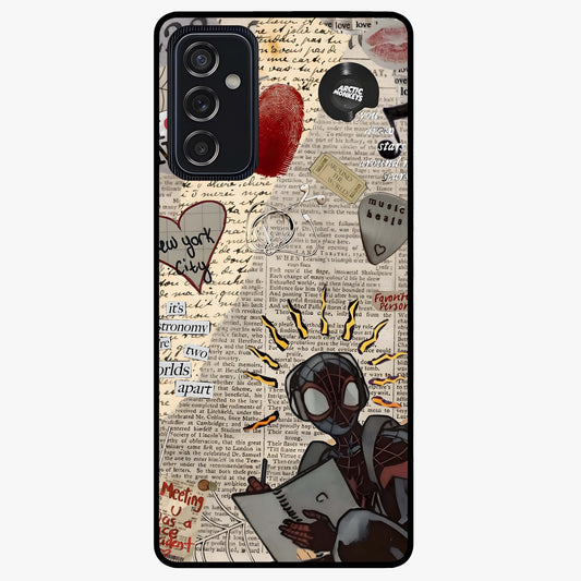 City Dream Sketch Glass Case showing flat back view with artistic city skyline sketch artwork and glossy glass finish.