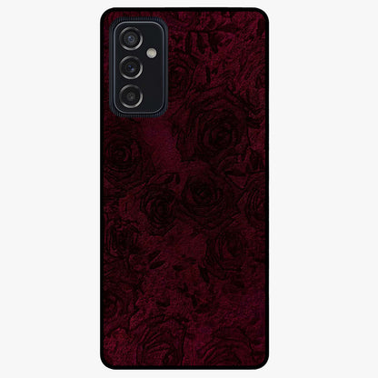 Crimson Fade Flow Glass Case showing flat back view with flowing crimson gradient artwork and glossy glass finish.