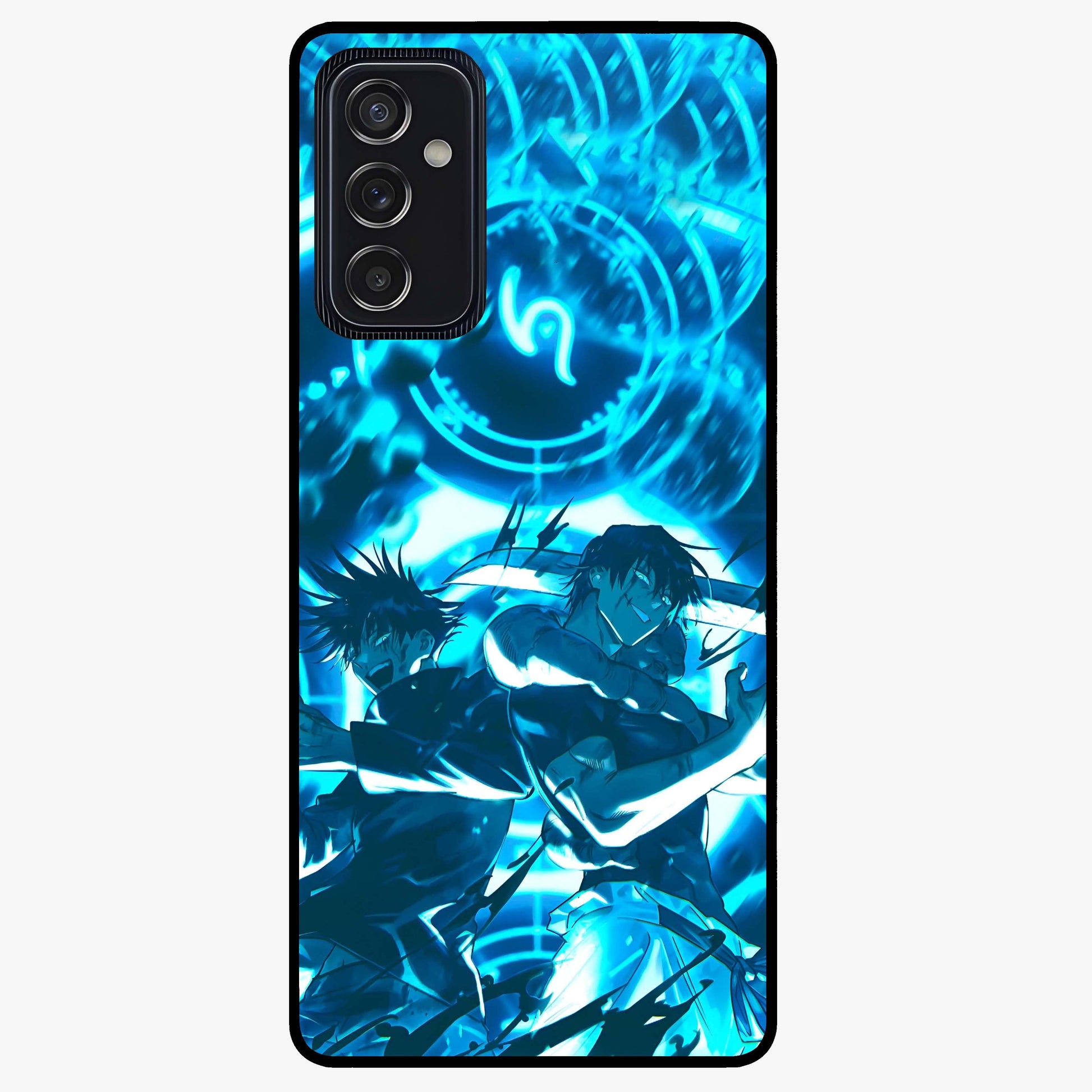 Cursed Energy Clash Glass Case showing flat back view with intense cursed energy artwork and glossy glass finish.