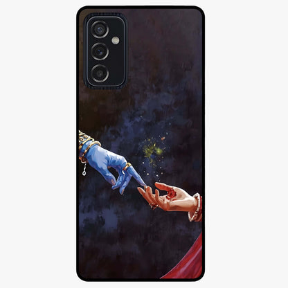 Divine Touch Eternal Glass Case showing flat back view with spiritual themed artwork and glossy glass finish.