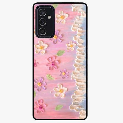 Dreamy Painted Garden Glass Case showing flat back view with artistic painted floral garden artwork and glossy glass finish.